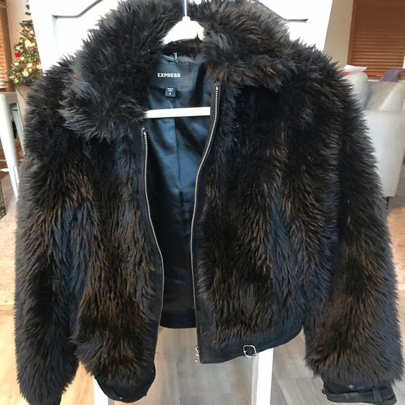 Express black faux fur jacket - Picture 1 of 3